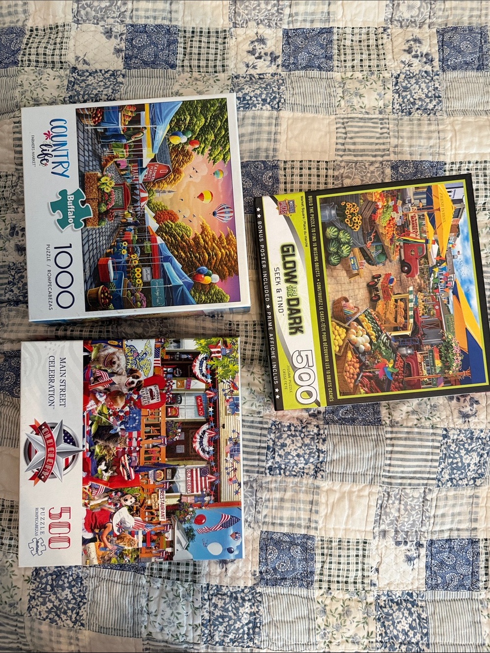 Three 500-1000 piece puzzles